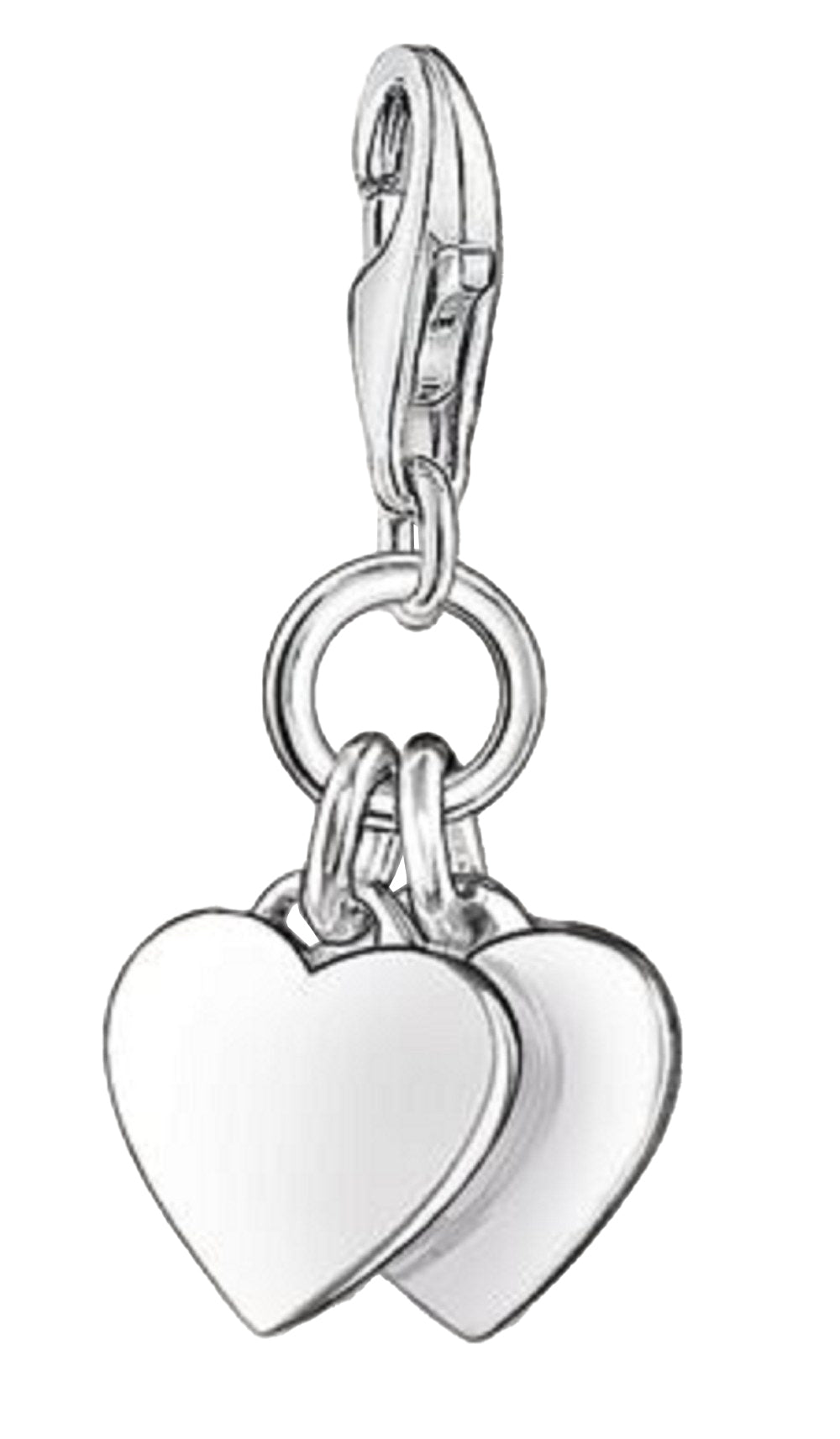 Charm Pendant Two Hearts - 925 Sterling Silver