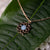 Necklace with blue mother-of-pearl pendant - wooden core Model: Jewelry