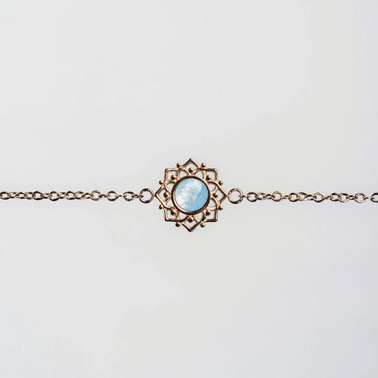 Composition Armband mit blauem Perlmutt Anhänger - Holzkern Modell: Jewelry