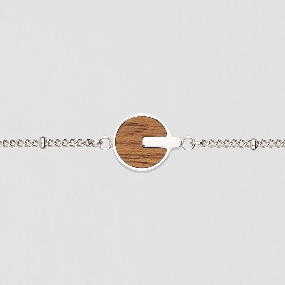 Opaque Bracelet with Round Wood Pendant - Wood Core Model: Jewelry
