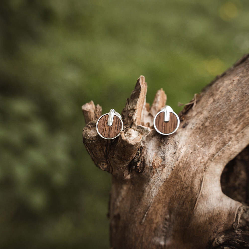 Opacity Ohrringe rund mit Holzelement - Holzkern Modell: Jewelry