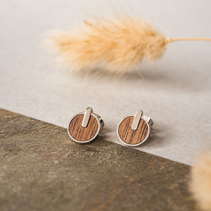 Opacity Ohrringe rund mit Holzelement - Holzkern Modell: Jewelry