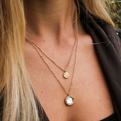 Zendala Layering-Halskette Perlmutt/Gold - Holzkern Modell: Jewelry