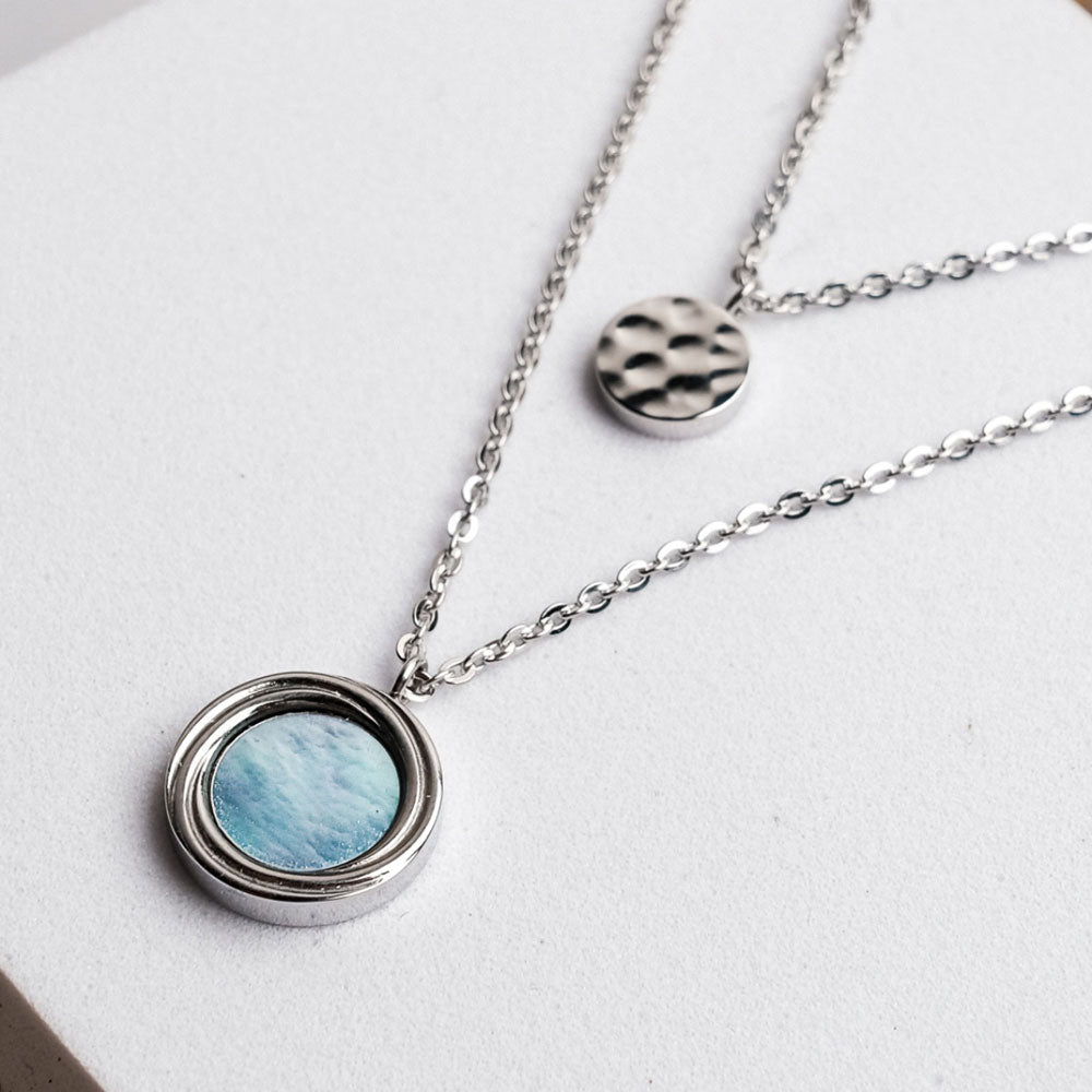 Zendala Layering Necklace Mother-of-Pearl/Silver - Holzkern Model: Jewelry