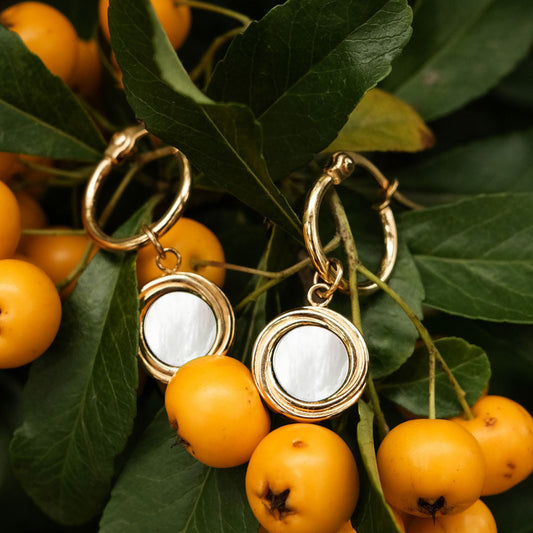 Zendala Earrings with Round Pendant - Wooden Core Model: Jewelry