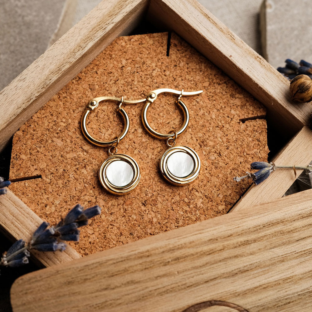 Zendala Ohrhänger mit rundem Anhänger - Holzkern Modell: Jewelry