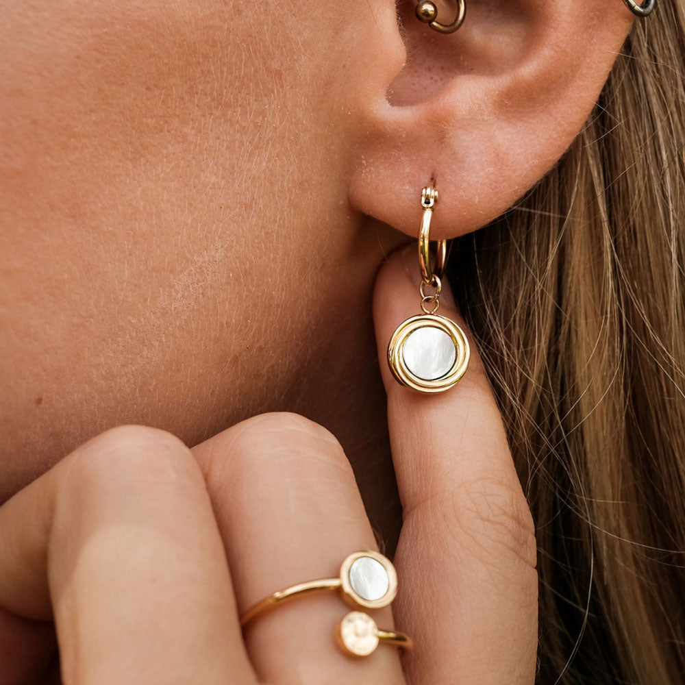 Zendala Ohrhänger mit rundem Anhänger - Holzkern Modell: Jewelry