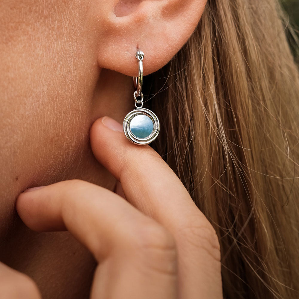 Zendala Earrings with Round Pendant - Wooden Core Model: Jewelry