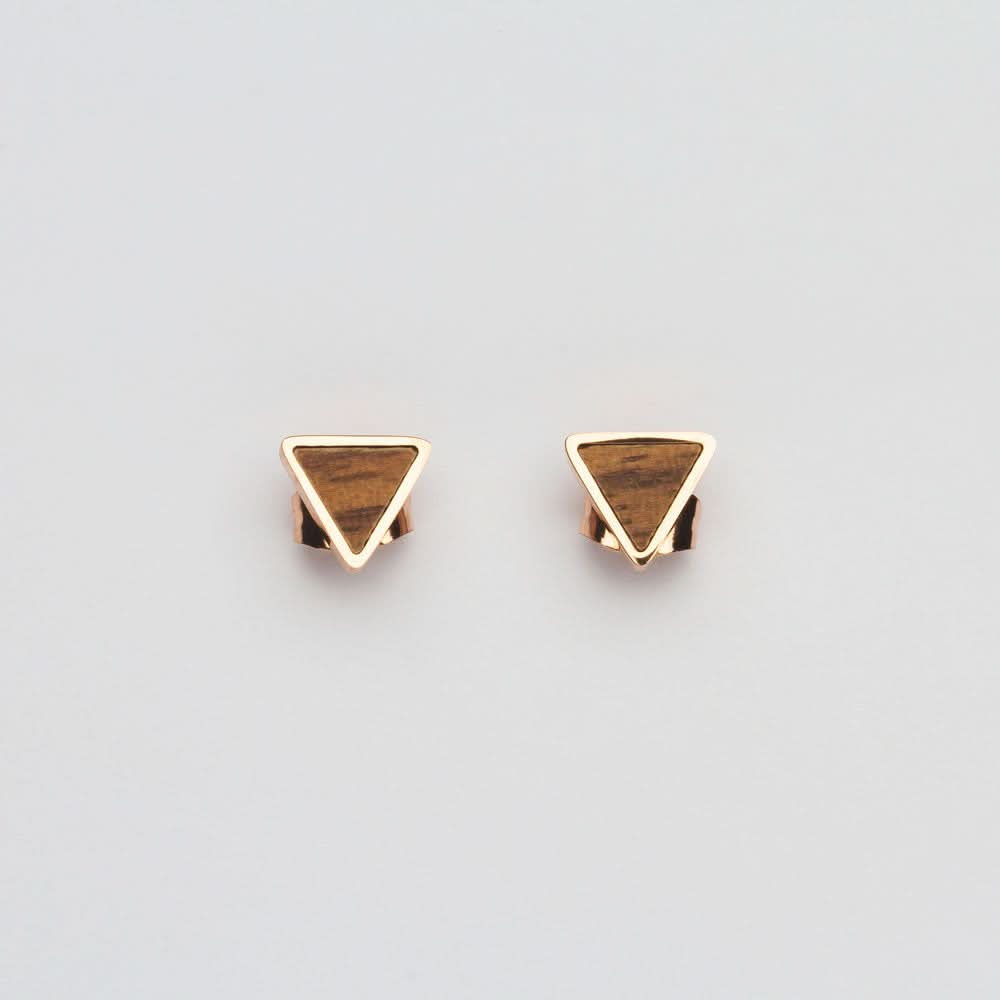 Scale Triangle Stud Earrings - Wood Core Model: Jewelry