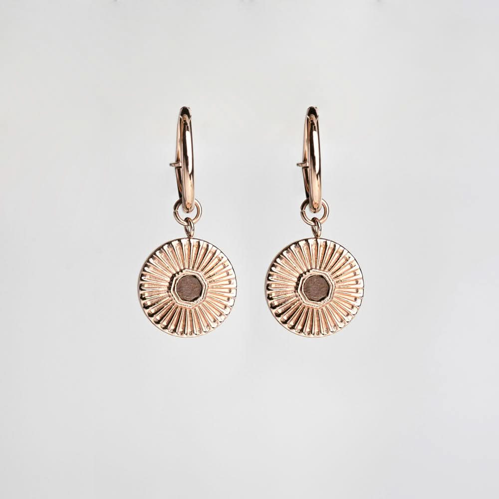Stencil Earrings with Round Pendant - Wooden Core Model: Jewelry