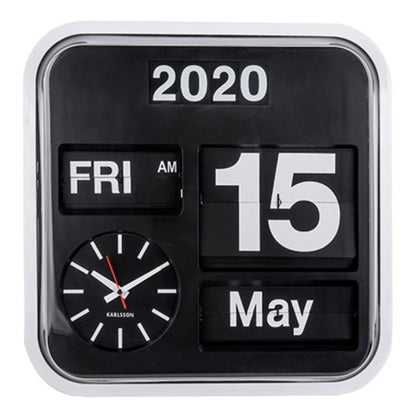 Karlsson Wanduhr 43,2x43,2 cm • Kalenderfunktion • Retro-Design • Präzises Quarzwerk