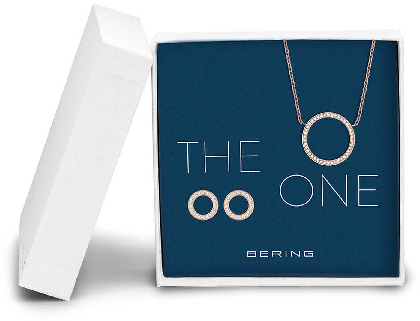 Set necklace with pendant and stud earrings - Bering Jewelry Model: 434-718-Rosegold