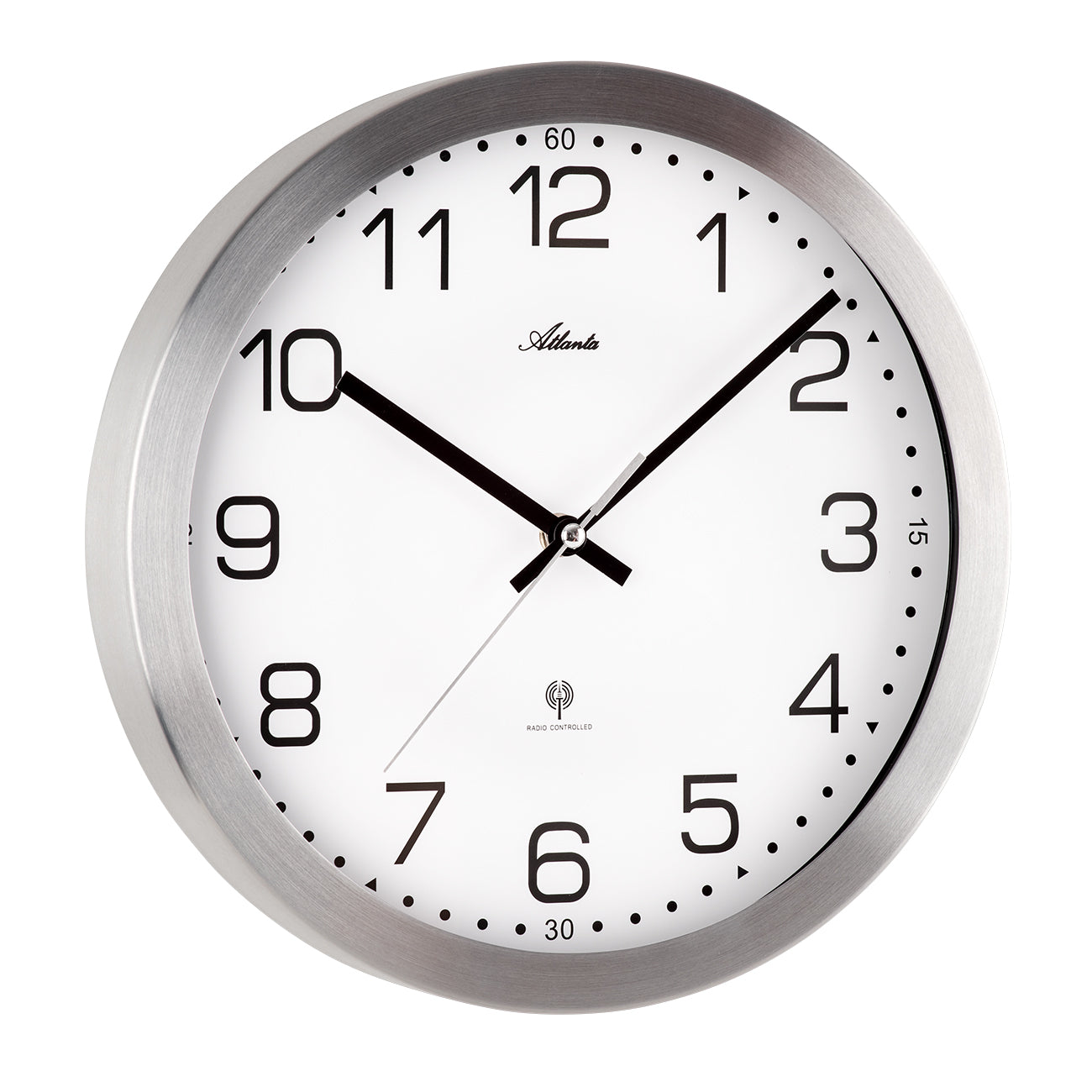 Atlanta Wanduhr 30 cm Ø Edelstahl • Funkwerk • Modernes Design