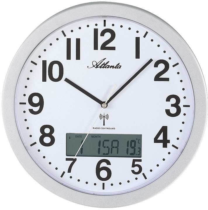Atlanta Wanduhr 30 cm Ø Kunststoff • Funkgesteuert • Geräuschlos