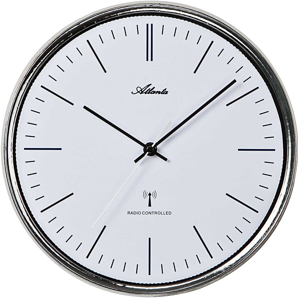 Atlanta Wanduhr 29,5 cm Ø Metall • Funkgesteuerte Präzision • Lautloses Uhrwerk