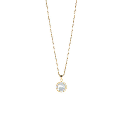 Arctic Pearls Elegant Gold-Tone Necklace with Shimmering Mother-of-Pearl Pendant - Bering Model: 452-27-450