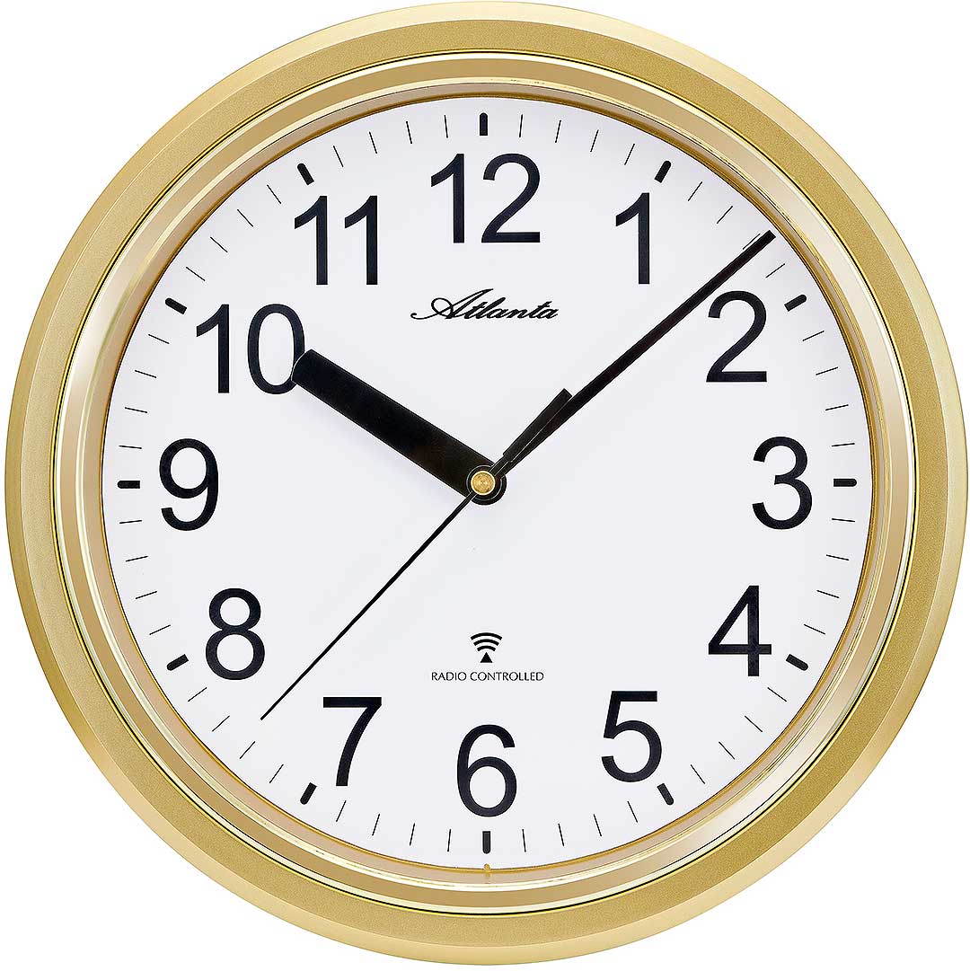 Atlanta Wanduhr 28 cm Ø Kunststoff • Funkgesteuertes Uhrwerk • Geräuschlos