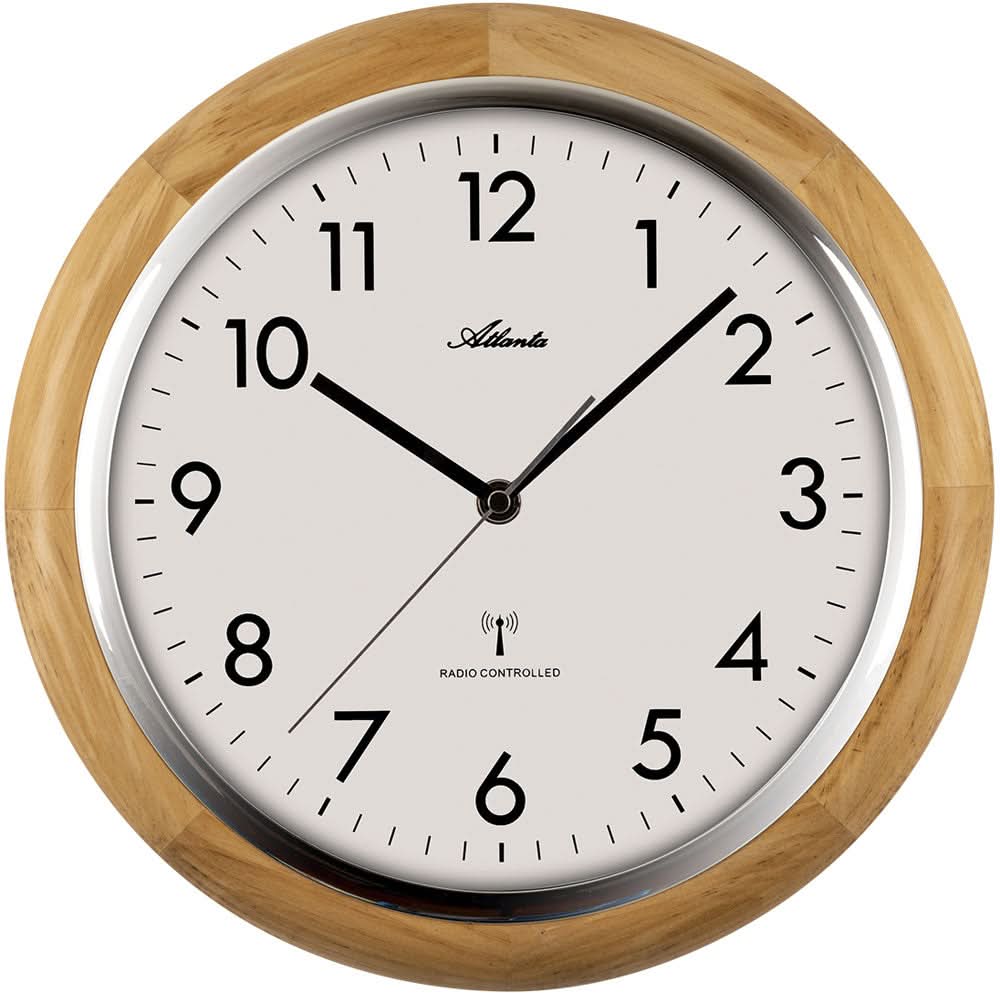 Atlanta Wanduhr Holz • Funkgesteuert • Edles Holzdesign