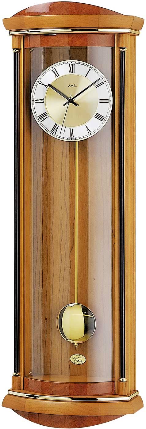 AMS Wall Clock 82x26x12 cm Wood • Radio-Controlled Pendulum Movement • Westminster Chime