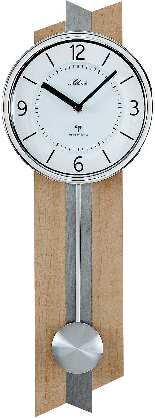 Atlanta Wanduhr Holz • Funkuhr • Mit Pendel