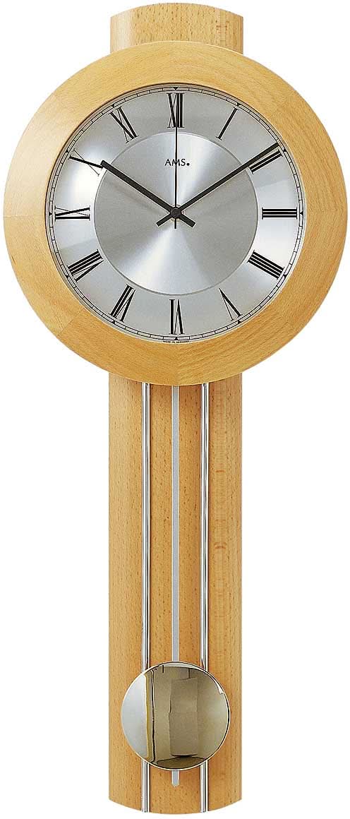 AMS Wall Clock 60x25x10 cm Wood • Radio-Controlled Movement • Solid Beech Wood