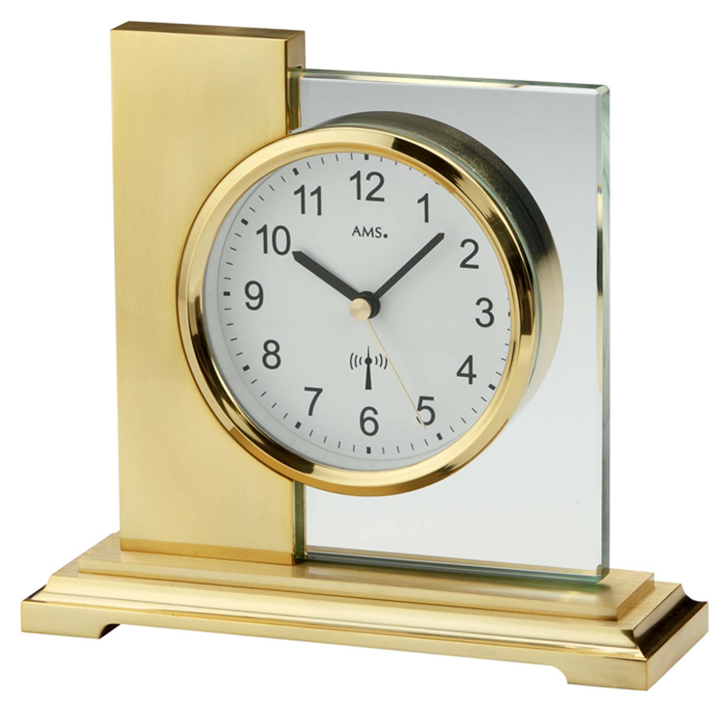 AMS Tischuhr 16x17x6 cm Metall • Funkwerk • Modernes Design