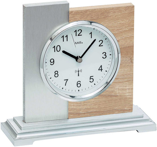 AMS Table Clock 17x3.81x16 cm Wood • Modern Radio Movement • Precise Time Display
