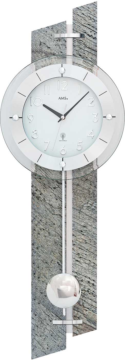 Wanduhr modern mit Pendel - AMS Modell: 5306