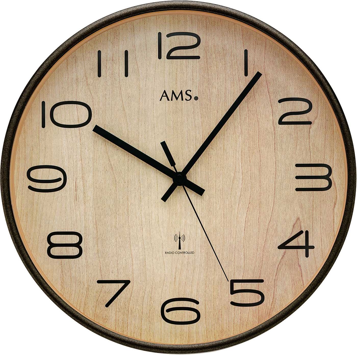 AMS Wall Clock 32x32x5 cm Wood • Radio-controlled movement • Modern Design