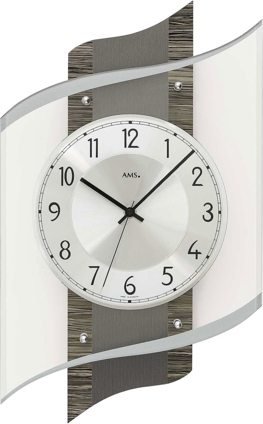 AMS Wanduhr 48 cm Holz • Funkgesteuert • Modernes Design