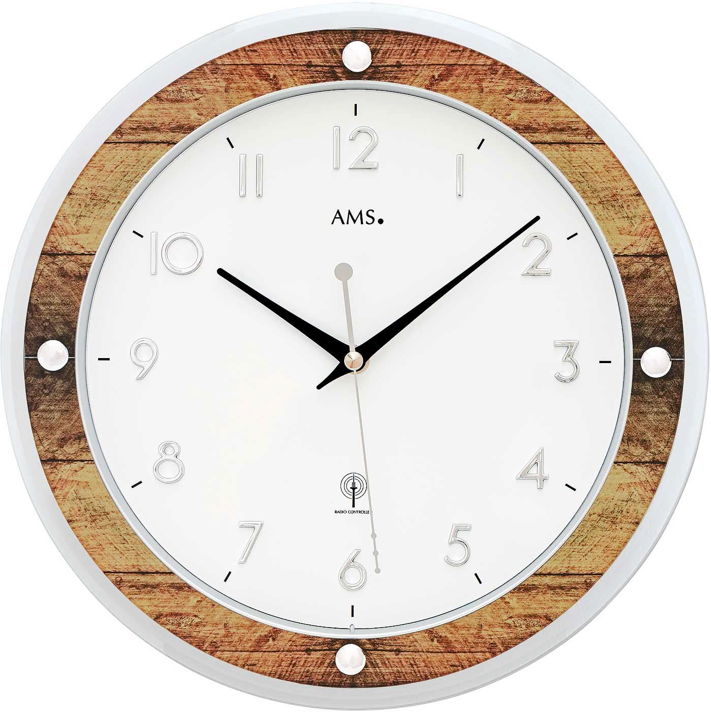 AMS Wall Clock 31 cm Ø Plastic • Radio-Controlled Movement • Modern Design