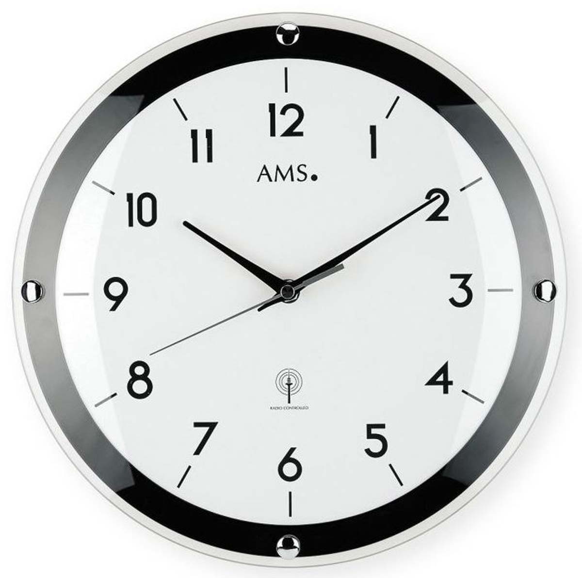 Funkwanduhr modern Gehäusedurchmesser 31 cm - AMS Modell: 5906