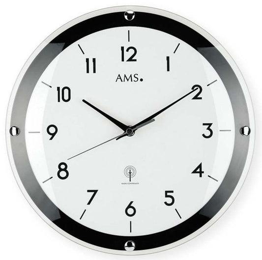 Funkwanduhr modern Gehäusedurchmesser 31 cm - AMS Modell: 5906