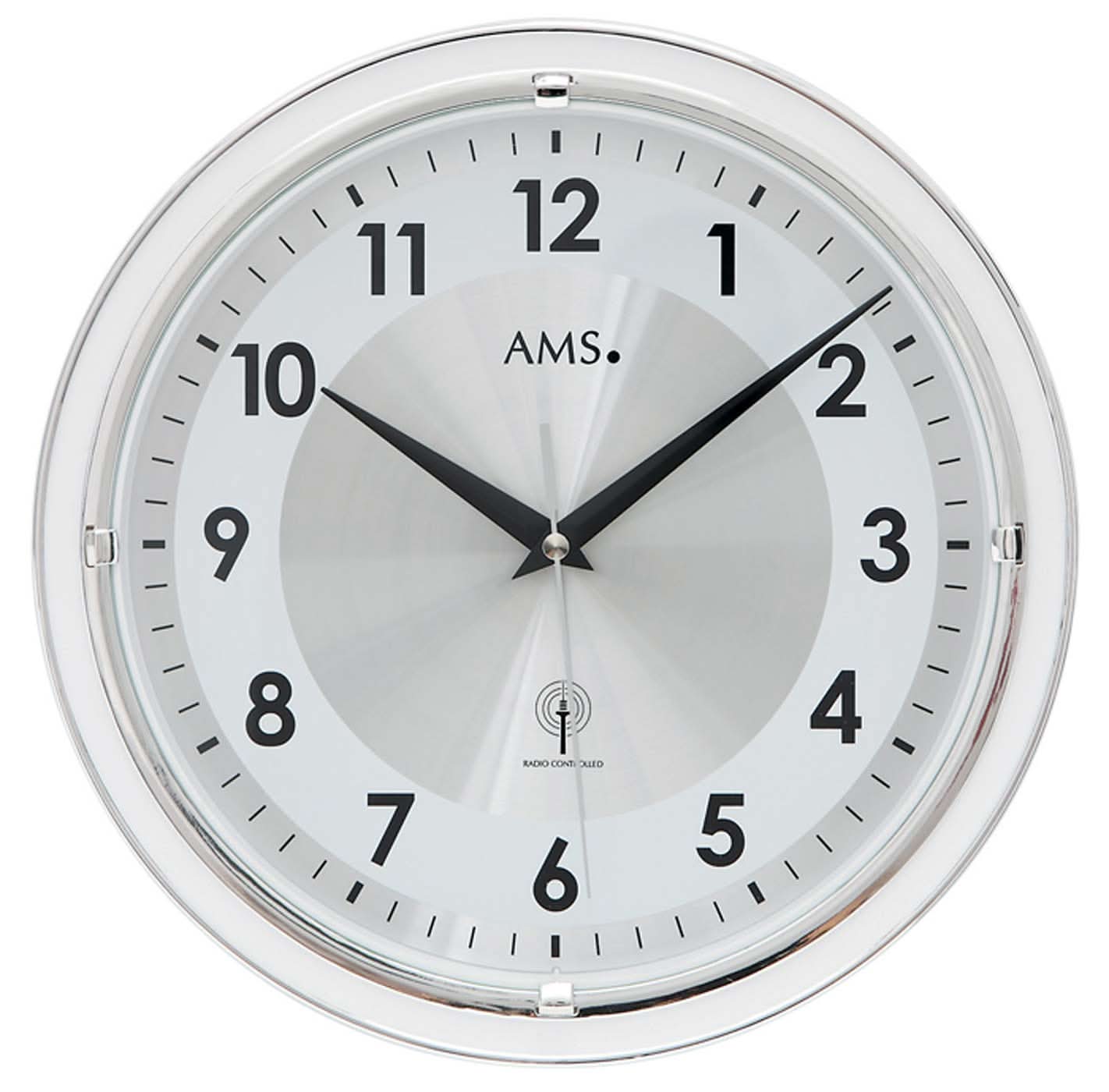 AMS Wall Clock 30 cm Ø Plastic • Precise Radio-Controlled Movement • Modern Design