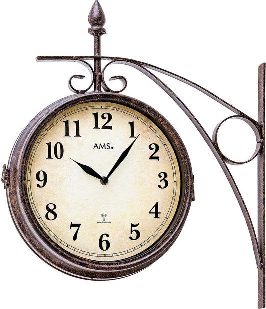 AMS Wanduhr 44x38x10 cm Metall • Modernes Design • Wetterfest