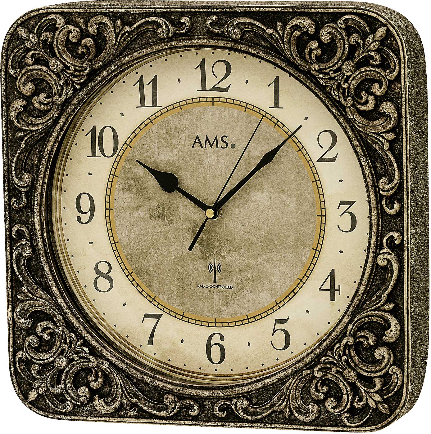 klassische Vintage Wanduhr aus Kunstharz - AMS Modell: 5968