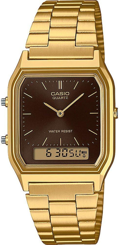 Casio Vintage AQ-230GA-5AMQYES Uhr • Gold-Design • Dual-Zeit