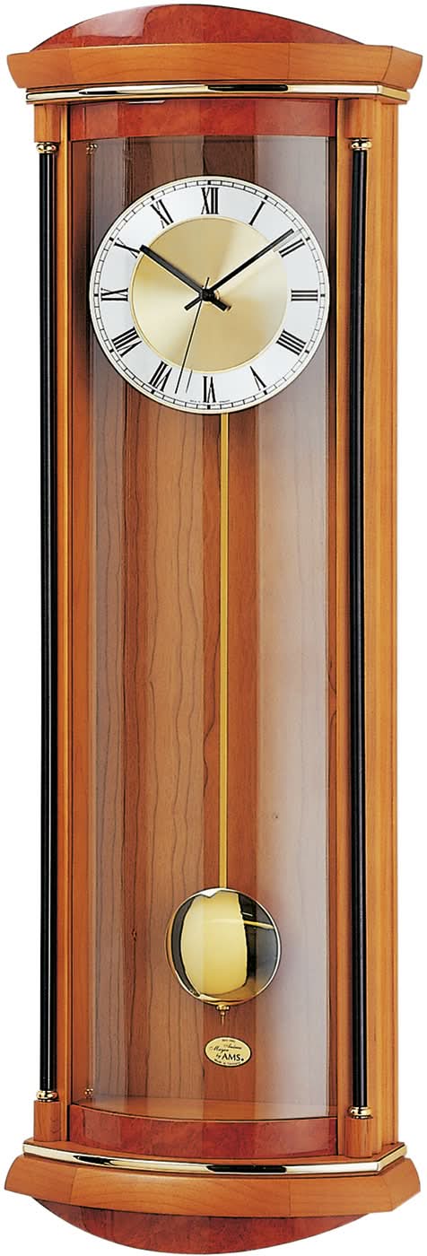 AMS Wanduhr 71x21x10 cm Holz • Westminster-Melodie • Edler Kirschbaum-Look