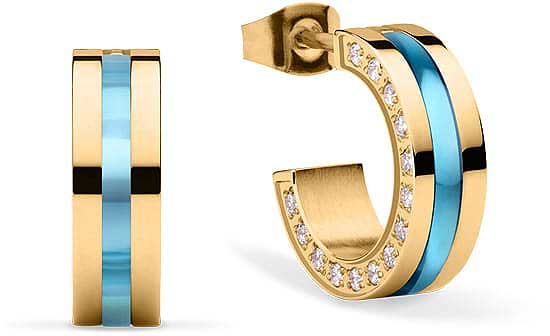 Eckige Kreolen aus Edelstahl mit Steinchen - Bering Jewelry Modell: 725-1130-05