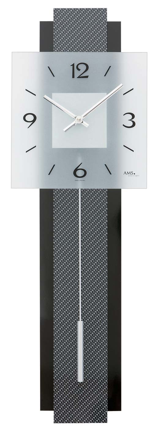 Pendeluhr modern Glas-Zifferblatt - AMS Modell: 7313