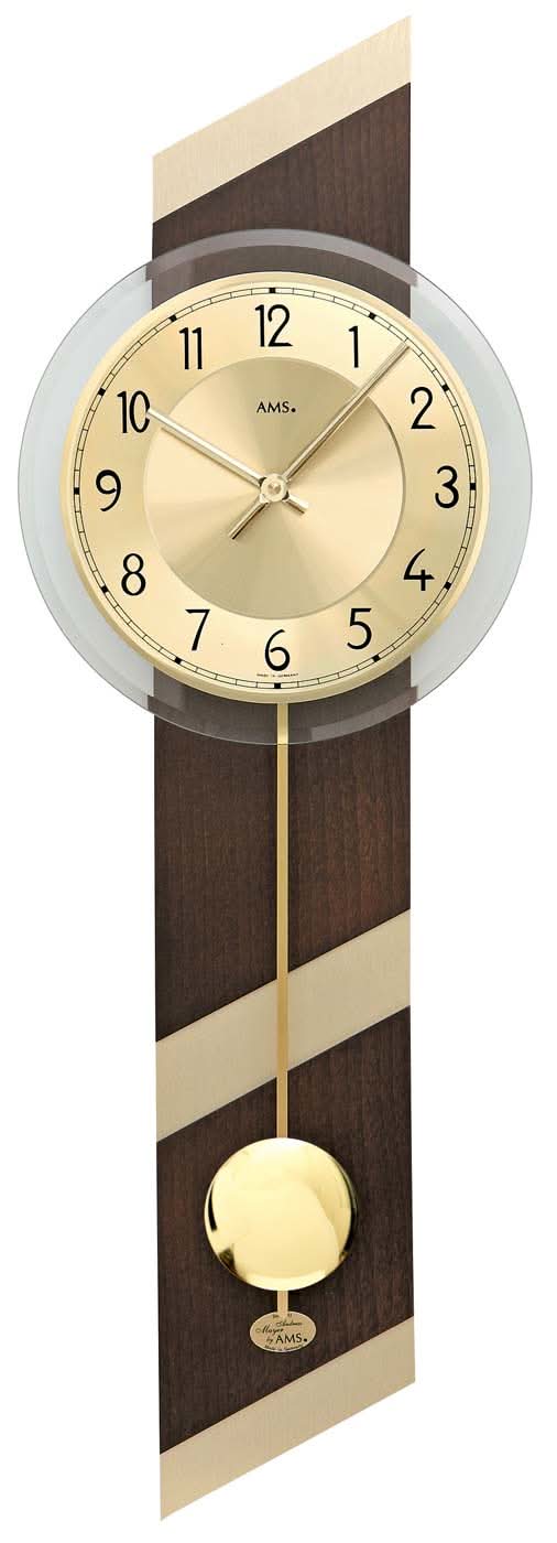 AMS Wanduhr 69x23x20,32 cm Holz • Modernes Design • Quarz Uhrwerk
