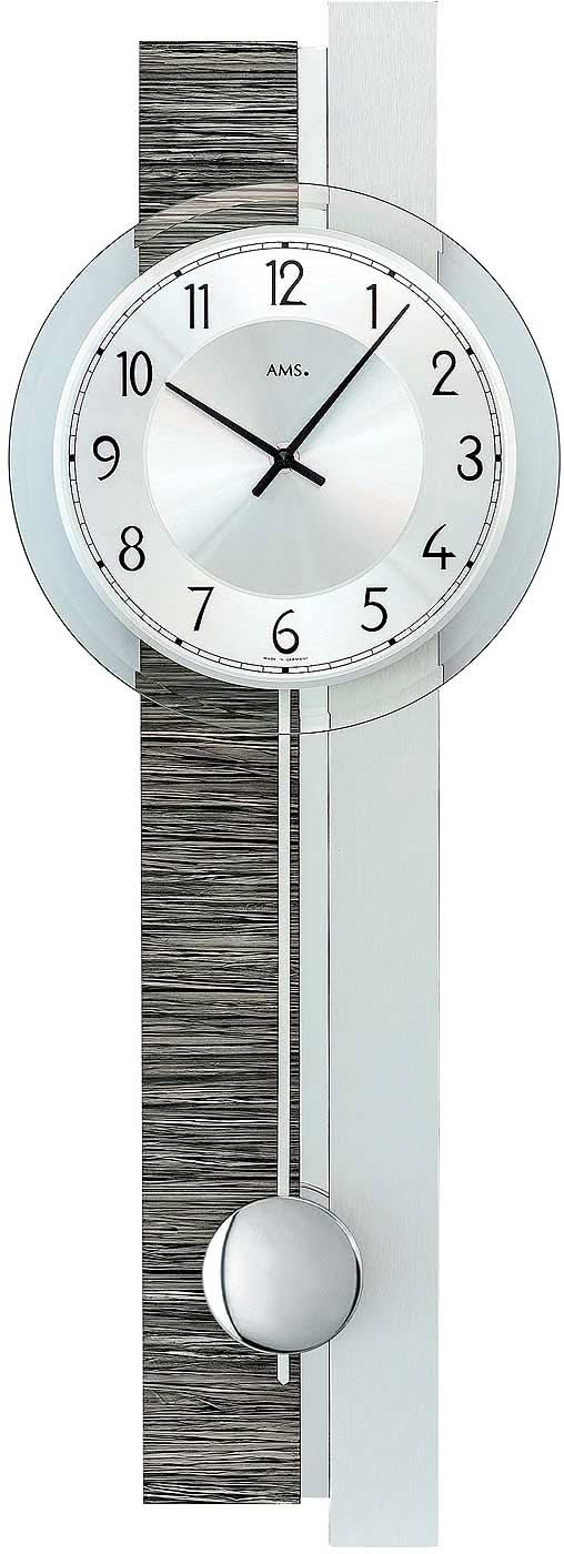 AMS Wanduhr 67x23x7 cm Holz • Geräuschloses Quarzwerk • Modernes Design