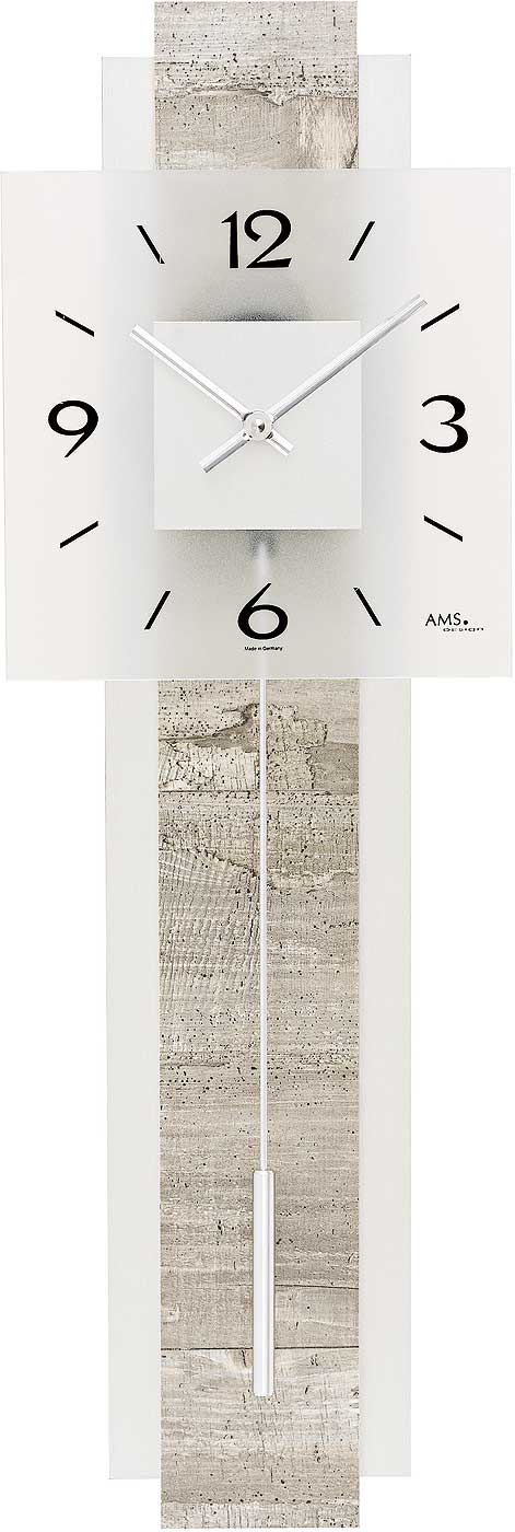 AMS Wanduhr 68x22x7 cm Holz • Präzises Quarzwerk • Modernes Design