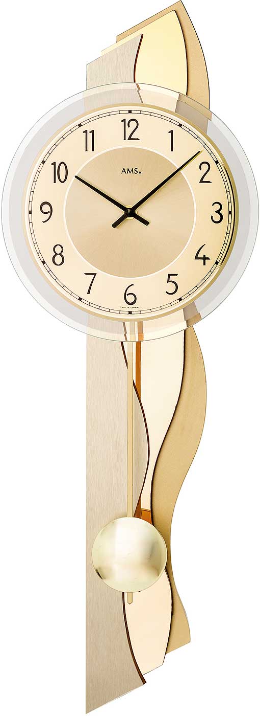 Pendeluhr modern Aluminium-Zifferring - AMS Modell: 7477