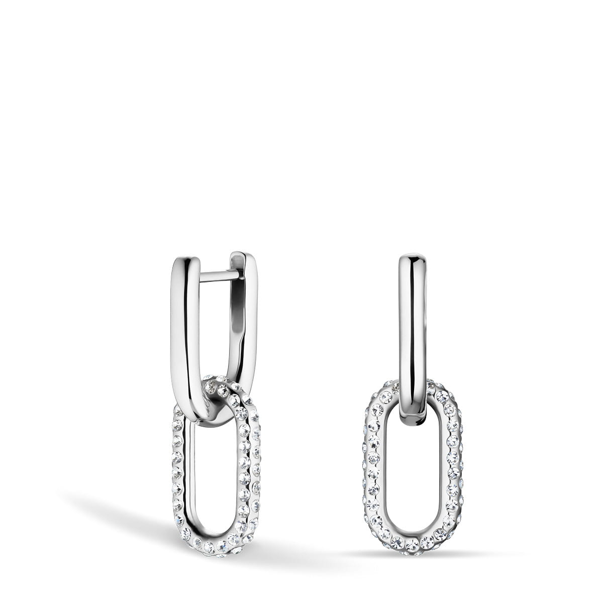 Arctic Pavé Earrings Silver Shiny Stainless Steel Zirconia Crystal Glass Timeless Design -BERING 755-17-05