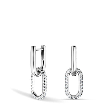 Arctic Pavé Earrings Silver Shiny Stainless Steel Zirconia Crystal Glass Timeless Design -BERING 755-17-05