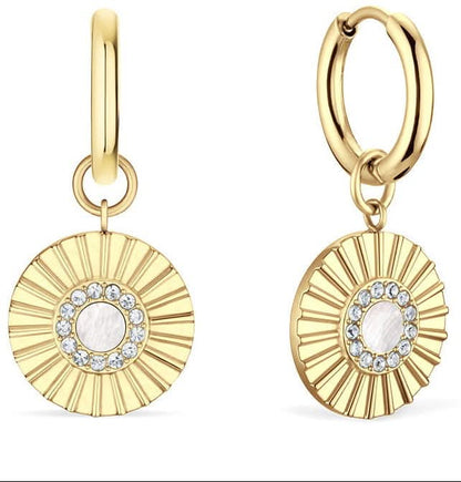 Ohrringe, gold glänzend mit Arktisblumen-Motiv - BERING Modell: 765-259-05
