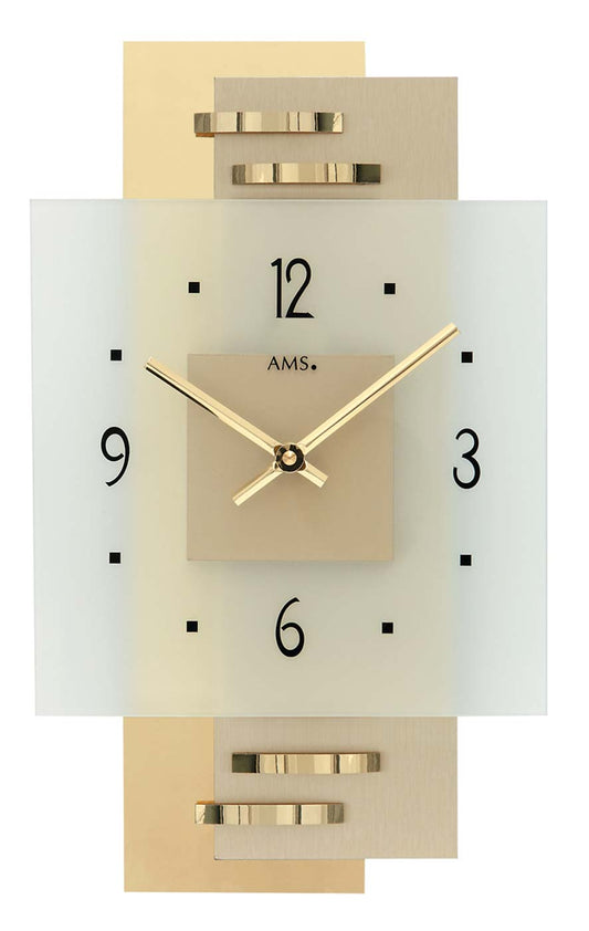 Wanduhr modern Glas Zifferblatt - AMS Modell: 9241