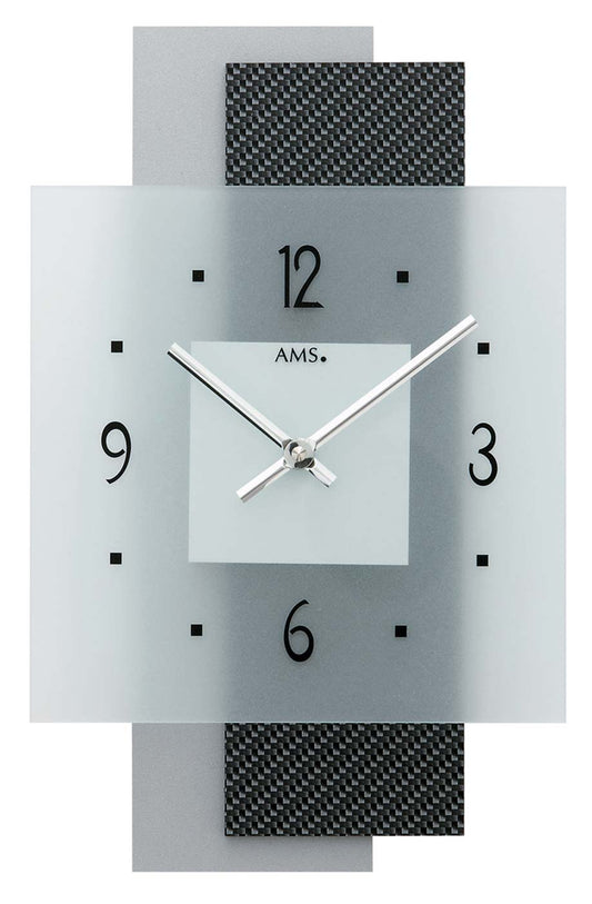 Wanduhr modern Glas Zifferblatt - AMS Modell: 9243