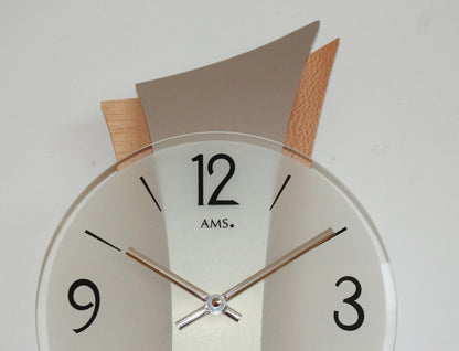 Wanduhr modern Buche-Optik 23 x 43 x 6 cm - AMS Modell: 9401